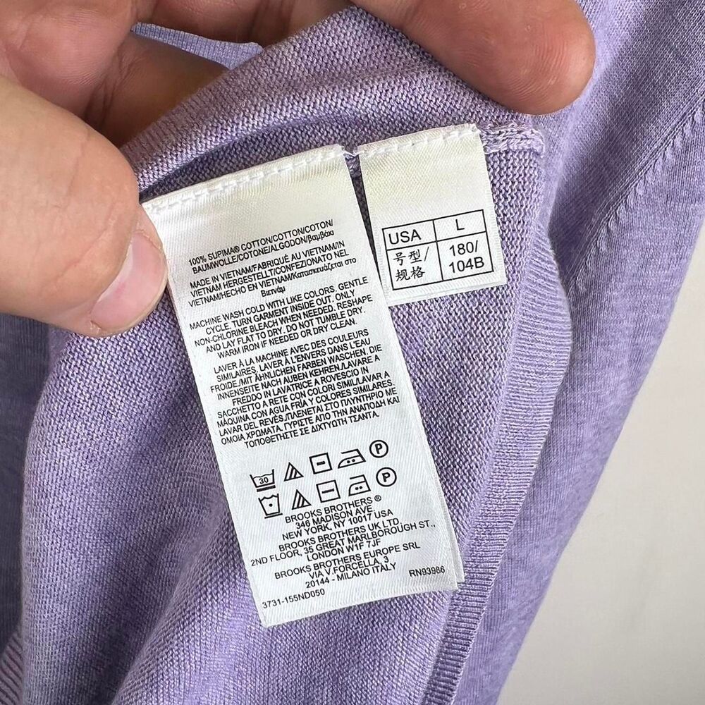 NWT Brook Brothers Purple V-neck Sweater Size L - Picture 5 of 6